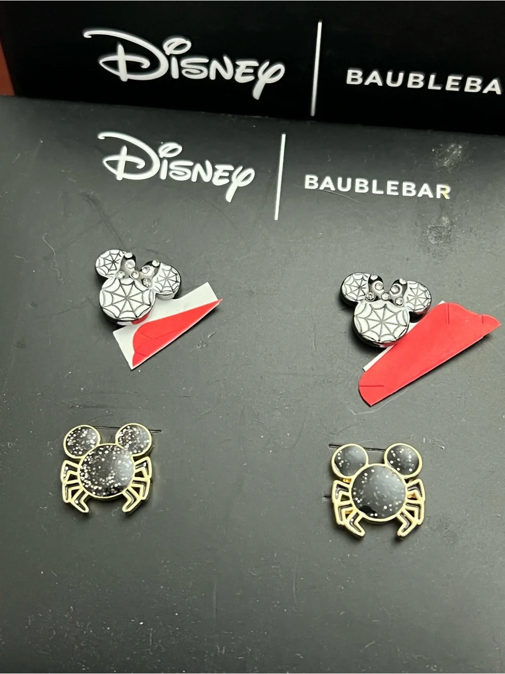 Disney Kids Mickey Spider & Web Stud Earring Set - Black & Gold